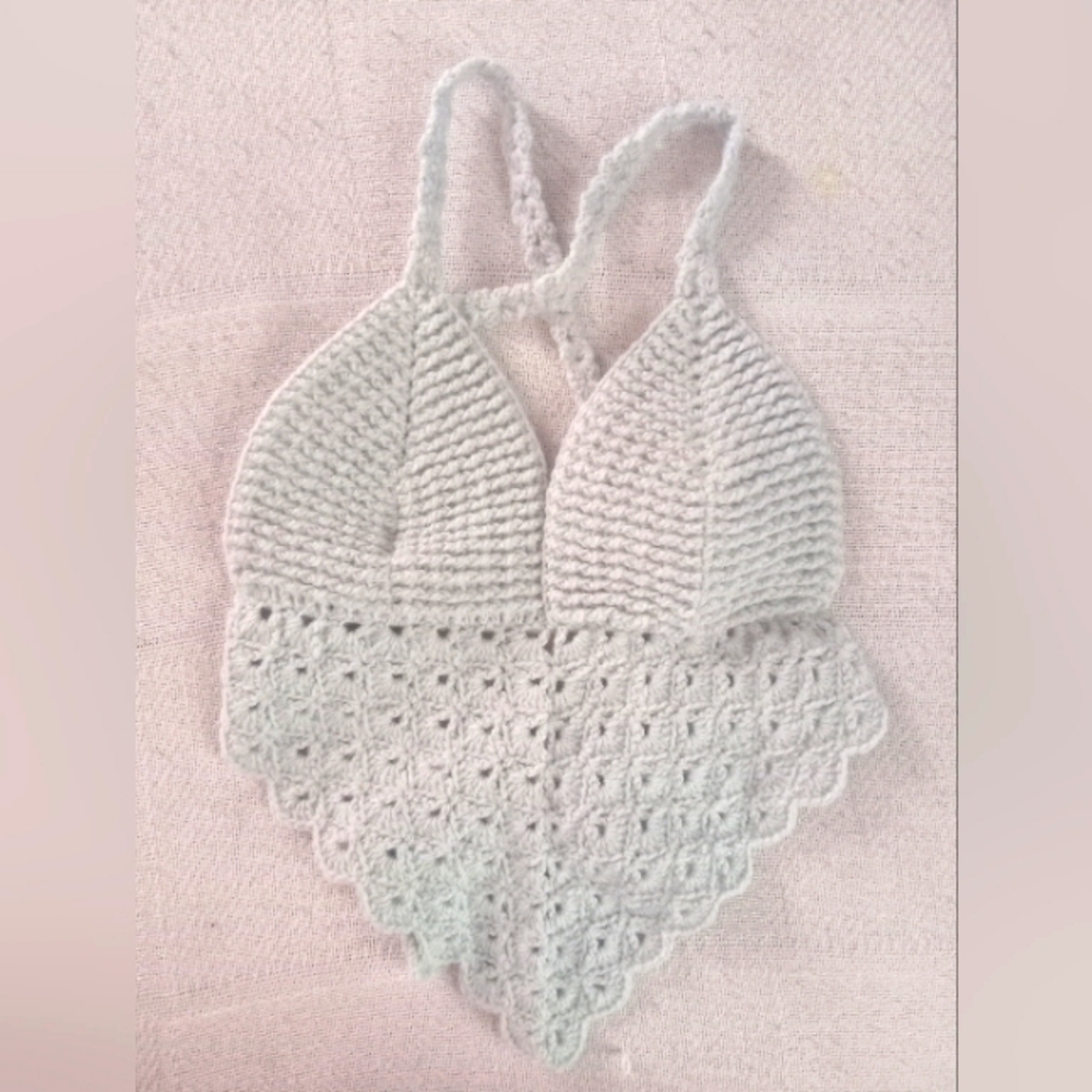 Crochet Halter Top in Light Blue